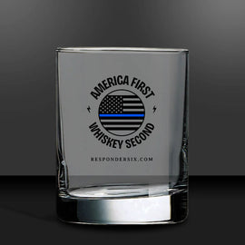 Whiskey Thin Blue Line Rocks Glass