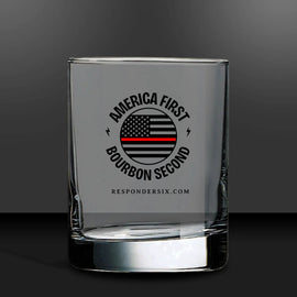 Bourbon Thin Red Line Rocks Glass