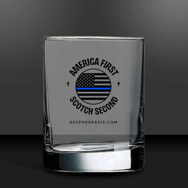 Scotch Thin Blue Line Rocks Glass