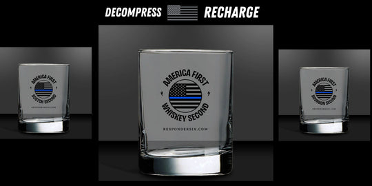 Whiskey Thin Blue Line Rocks Glass